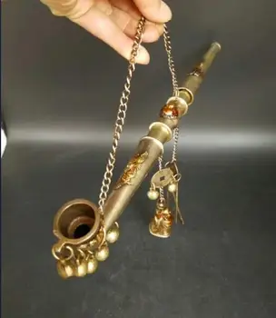 

China beautifully carved small copper Buddha collection pipe