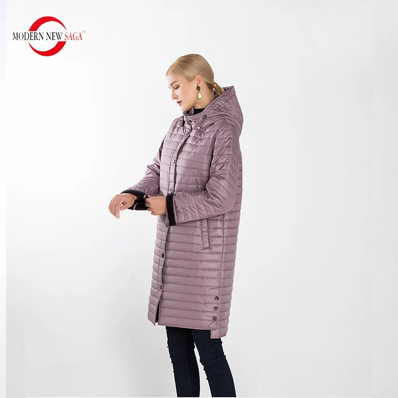 MODERN NEW SAGA Oversized Women Warm Parkas Winter Casual Long Coat Female Solid Overcoat Full Pockets Zippers Jacket