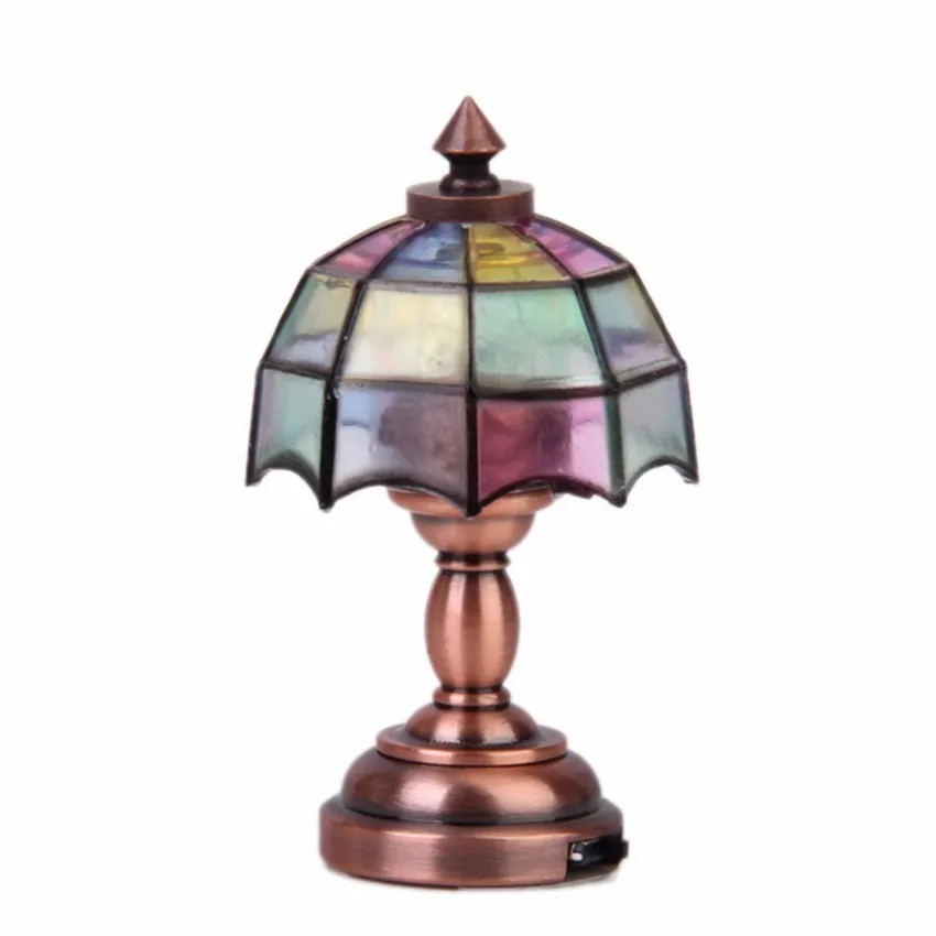 bolehdeals-bronze-metal-1-12-dollhouse-miniature-led-desk-lamp-model-with-multicolor-umbrella-shape-lampshade-3472-785346-1-zoom
