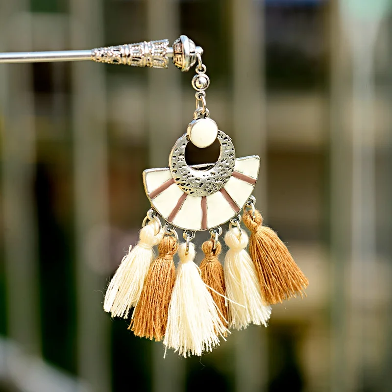 Женские винтажные ювелирные изделия для волос с кисточками богемный для волос палочки летние этнические перья китайский стиль шпилька