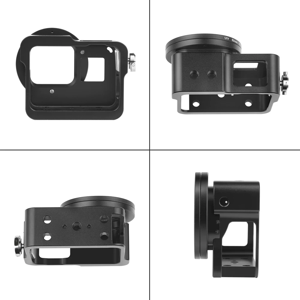 Защитный чехол SHOOT CNC из алюминиевого сплава черный для GoPro Hero 7 6 5 с 52 мм УФ