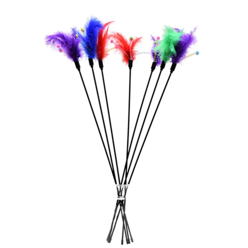 

New 1Pcs Plastic Pet Cat Kitten Play Dangle Rods Toys Flower Feather Tease Funny Animal Pets Cat Products Cat Catcher Teaser Toy