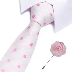 Новый бренд классический цветочный розовый горошек связей для Для мужчин жаккард 100% шелковый галстук Бизнес Свадебная вечеринка Для
