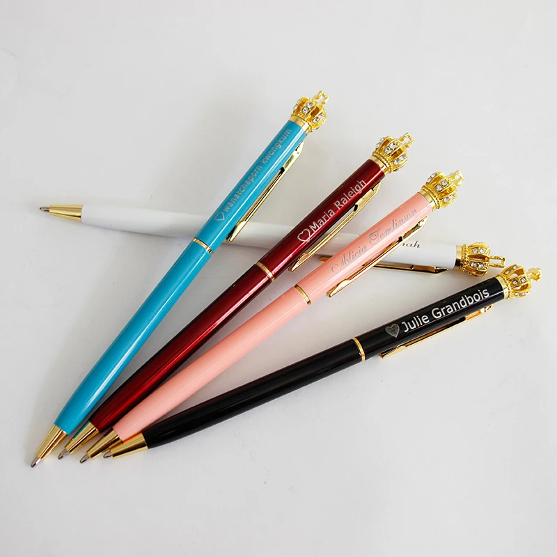 Высококачественная металлическая ручка с короной для офиса, Подарочная шариковая ручка, индивидуальная ручка с логотипом, Подарочная шариковая ручка на день рождения, День святого Валентина