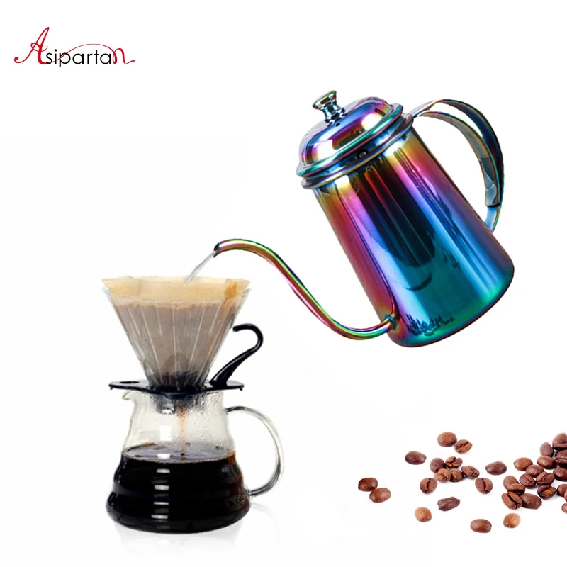 Asipartan المقاوم للصدأ وعاء القهوة طويلة الفم معقوفة صنبور الأواني غلايات 650 ملليلتر الشاي القهوة بالتنقيط باريستا أداة coffeeware