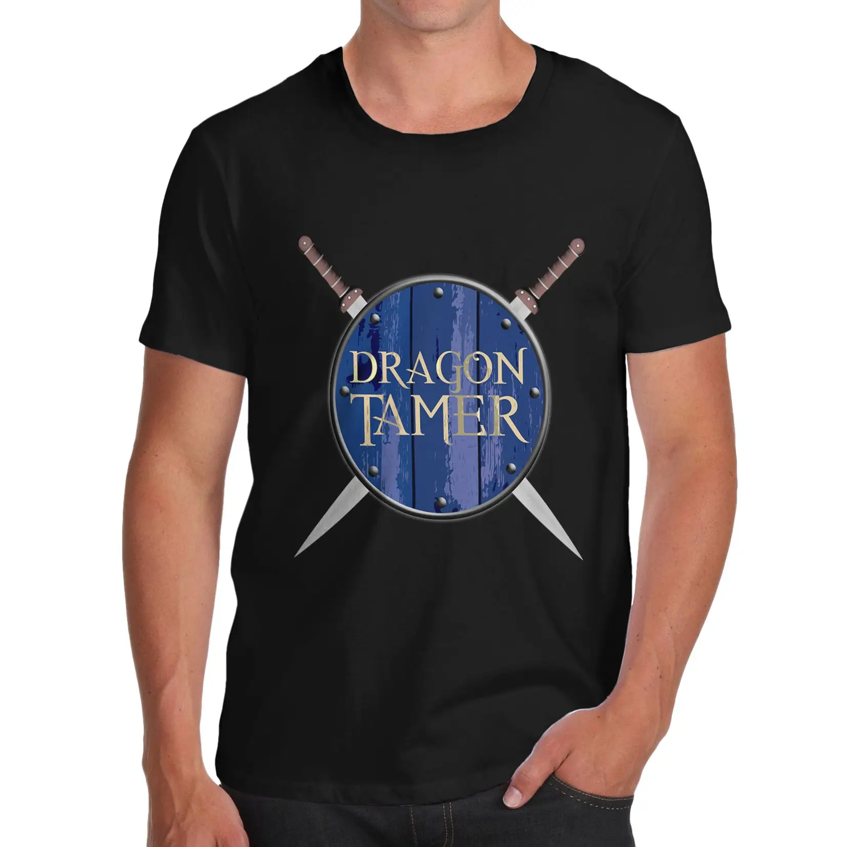 Лето С Коротким Рукавом мужская Дракон Tamer Фэнтези Новинка Хлопка Футболку