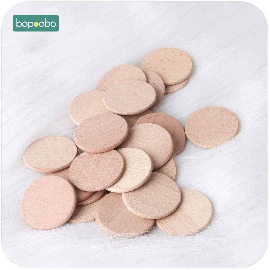 

Bopoobo 60PC Wood Discs Coins Circles Round Flat Unfinished 36mm Natural Beech Smooth-Spelling Game Wooden Baby Teether