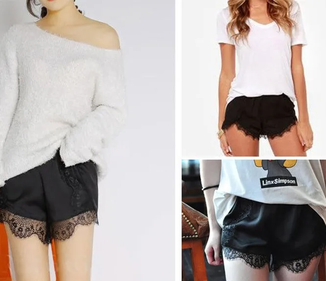 TDFunlive Summer Black/White Women Shorts Elastic Waist Briefs Beach Lace Shorts Female Mid Waist 2017 wrap beach Shorts TDFunlive Summer Black/White Women Shorts Elastic Waist Briefs Beach Lace Shorts Female Mid Waist 2017 wrap beach Shorts