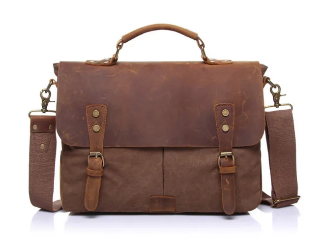 Мужская сумка-мессенджер, мужская сумка через плечо, портативный портфель, Мужская холщовая кожаная сумка почтальона, сумка-мессенджер для ноутбука, мужские сумки