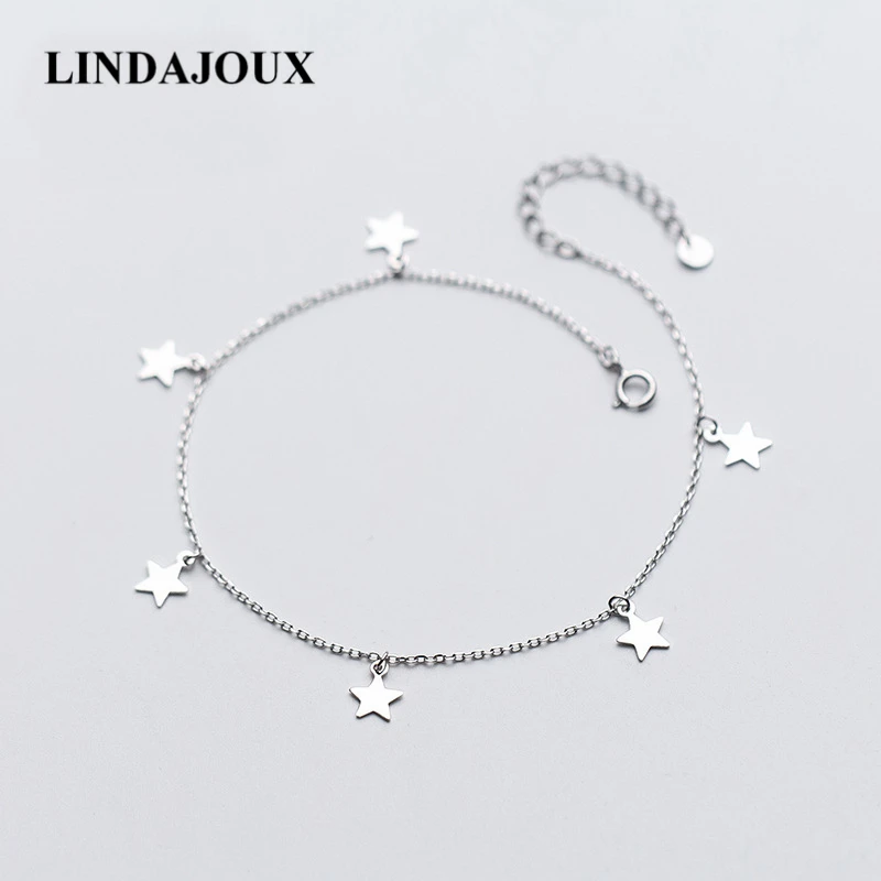 

Summer Style Cute Polish Star Charm 925 Sterling Silver Ankle Bracelets For Women Foot Anklet Sterling-silver-jewelry