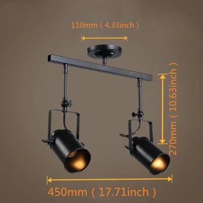 Nordic Loft Led Track Pendant Light Vintage Industrial Black Spot Hanging Light Lustre Bedroom Bar Living Room Lamp Scandinavian - Цвет корпуса: 2 head