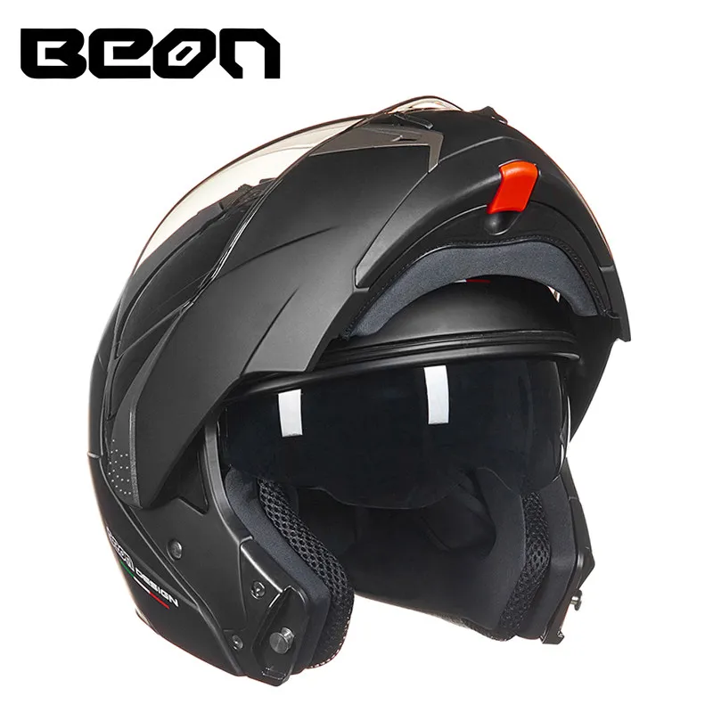 BEON Официальный магазин модульный мотоциклетный шлем откидной шлем Moto Casque Casco Motocicleta Capacete двойные козырьки шлемы - Цвет: matte black