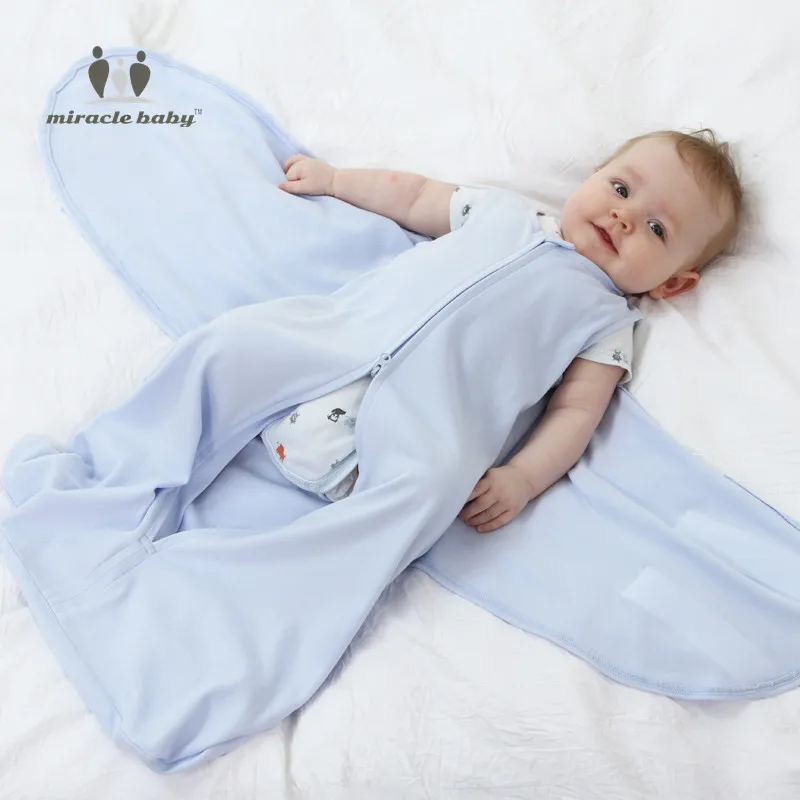 MIRACLE BABY New Wearable 0 6M Cotton Baby Sleeping Bag Swaddle Wrap