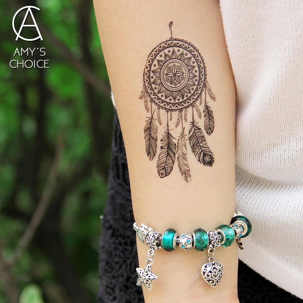 

Waterproof Temporary Tattoo sticker lace mandala dreamcatcher dream catcher tattoo Water Transfer fake tattoo flash tattoo
