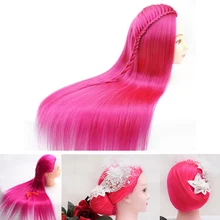 Парикмахеров манекен головы Профессиональный 60 см волосы парикмахерских голову Женский розовый красный для укладки волос головок