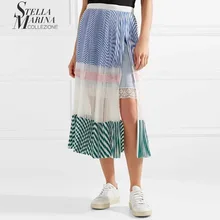 Новинка осени, Женская юбка в складку с эластичной талией и кружевами, длинная юбка с высокой талией