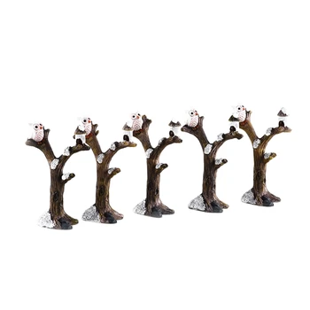 

Mini Tree Branches Resin Miniatures Owl Fairy Garden House Kit Dolls Christmas Ornaments Grey
