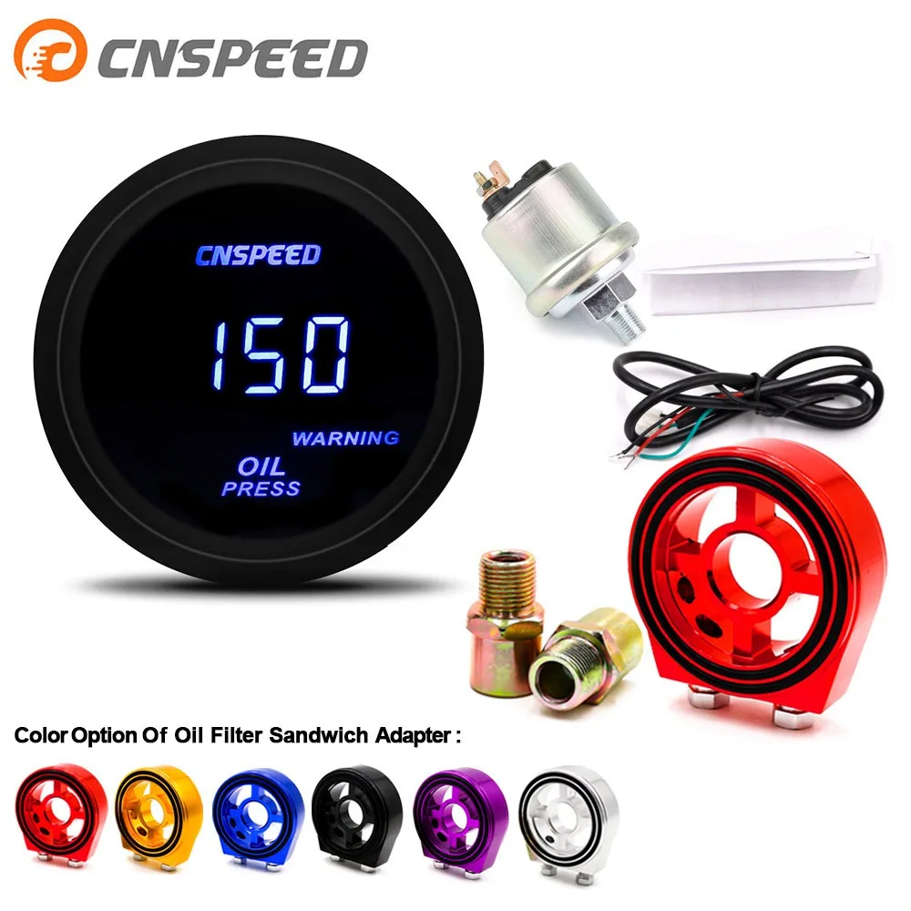 2&quot/52mm DIGITAL Car OIL PRESSURE GAUGE 0 120 Psi Oil Gauge With Sensor&ampFilter Sandwich Plate Adapter|Датчики давления