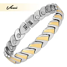 Vivari благородный Магнитный браслет для Для женщин Нержавеющая сталь браслеты Цепочка браслет 2 тон Цвет для от артрита ревматизм