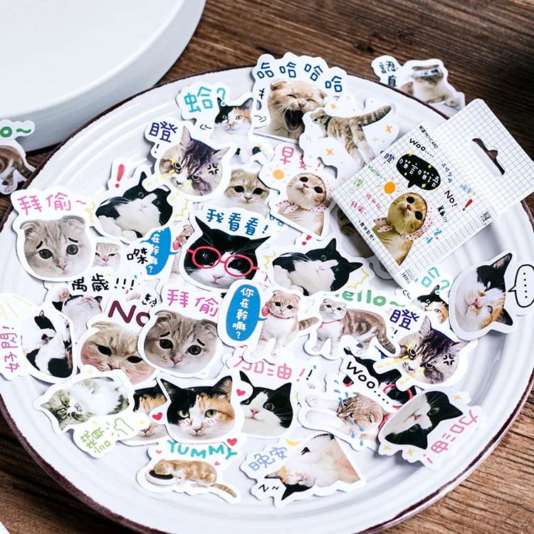 

Meow Language Stickers Set Decorative Stationery Stickers Scrapbooking DIY Diary Album Stick Lable