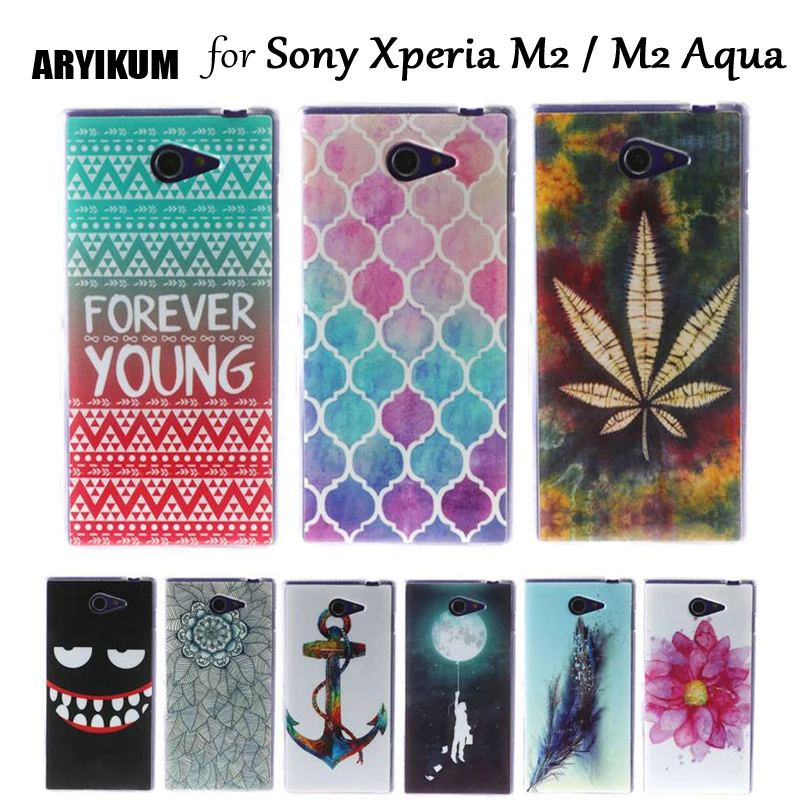 ARYIKUM Phone Case For Sony Xperia M2 Dual S50H D2302 D2303 D2305 D2306 Silicone Cover Experia / Aqua Coque |
