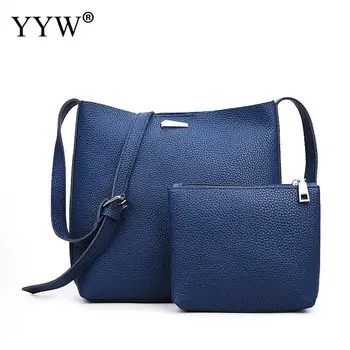 

Women Bag Sets 2018 High Quality PU Leather Messenger Lichee Grain Large Capacity Shopping Bag Wallet Red Korean Style Clutches