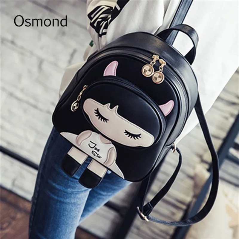 

Osmond Hot Sale Women Leather Backpack For Girls Students School Bags Cartoon Rucksack Mini Bookbags Mochila Feminina  Backpacks