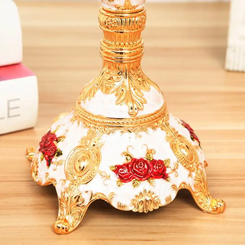 PEANDIM Golden Plated Golden Plated Rare Antique 5 arms Candle Holder Romantic Home Tabletop Candlestick Wedding Events Decor