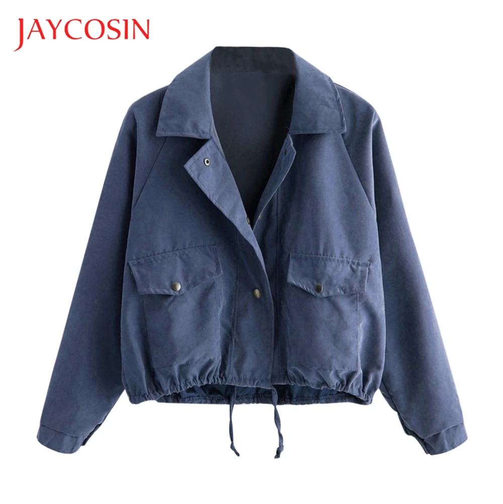 JAYCOSIN короткое пальто на пуговицах Женская Осенняя куртка с карманами однотонный