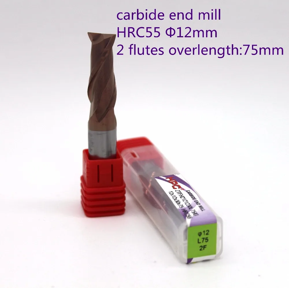 

router bit 12*12*30*75 of 2 flutes flat end mills HRC55 carbide end mills tungsten mills cutter CNC machine tool