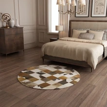 Роскошный круглый коврик из воловьей кожи, современный прикроватный коврик natrual milch cowskin 160 см для украшения гостиной, американский стиль