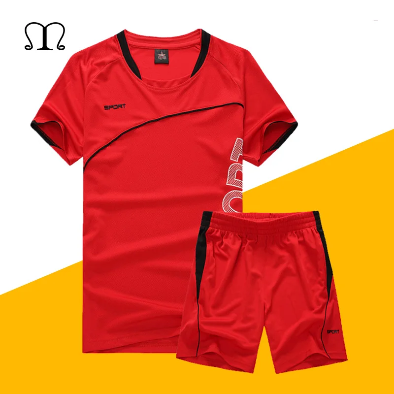 

Men Polyester Sportswear Summer New Mens Tracksuit Short Sleeve T Shirt + Shorts Sets 2 Pieces Casual Fashion Men Casual Suits