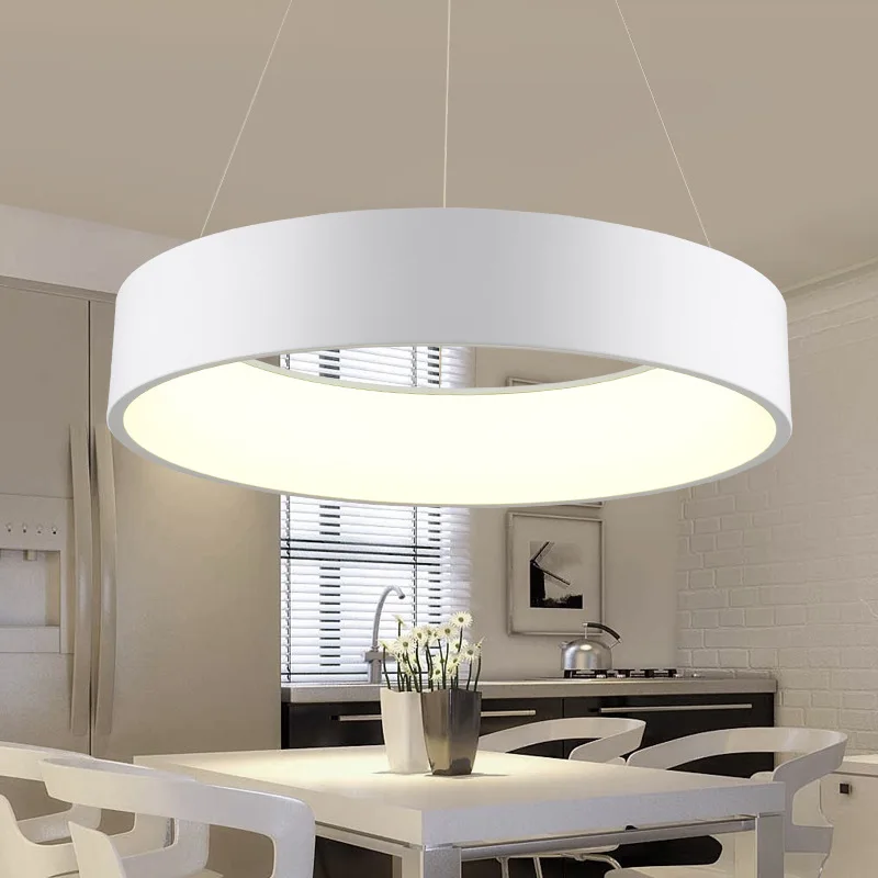 

Modern Led Pendant Lamps White Black Round Pendant Lights AC85 265V Acrylic Pendant Lamp For Bar Shop Dining Kitchen Room F060