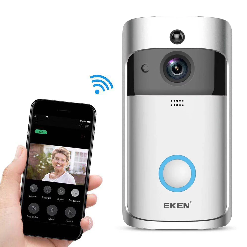 Оригинальный умный беспроводной дверной звонок EKEN V5 с Wi Fi глазной записью