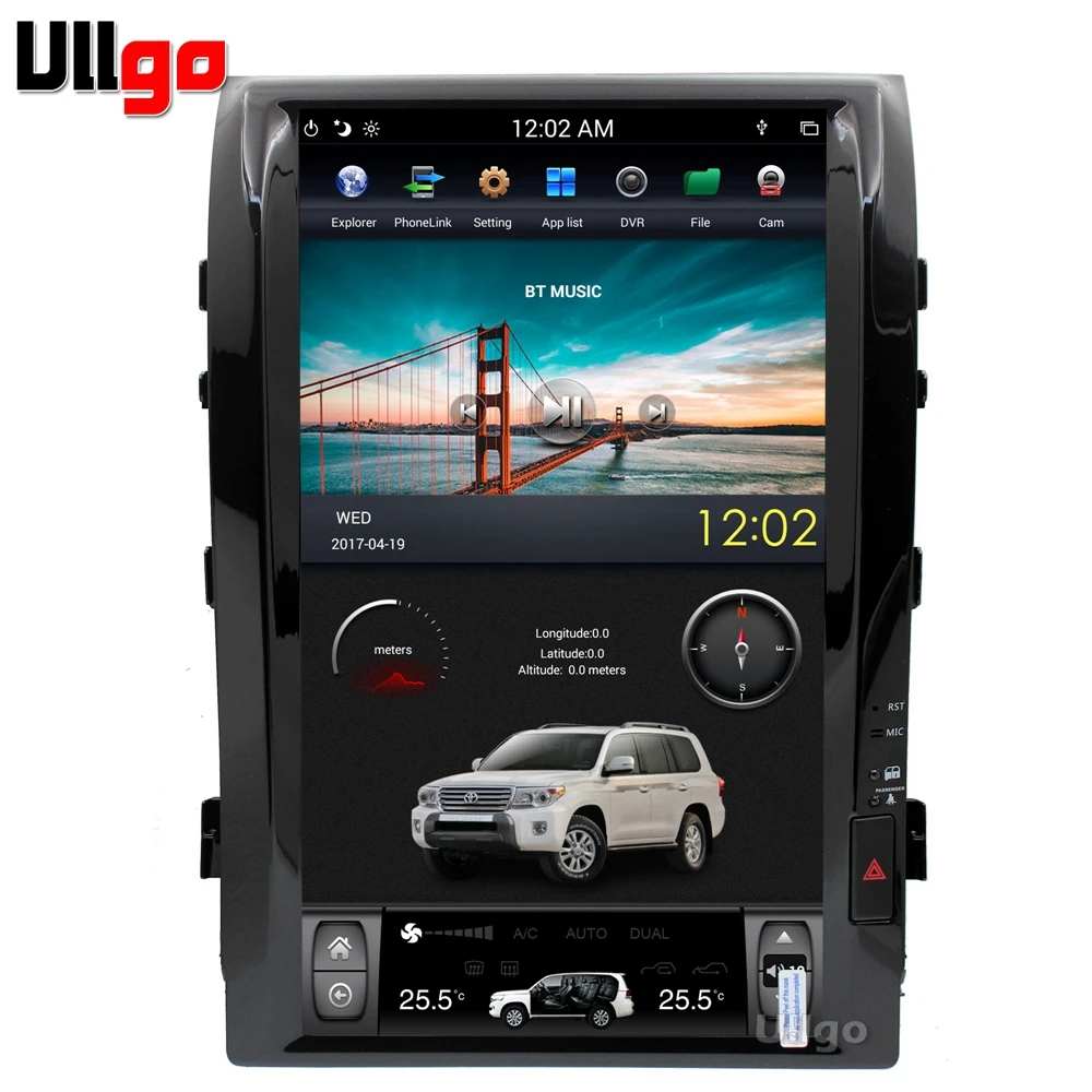 16 inch Vertical Android Car GPS Navigation for Toyota LC200 Land