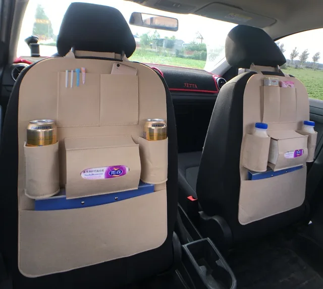 Универсальная детская коляска, сумка для подгузников, автомобильная Защитная крышка на заднее сиденье, подвесная сумка для хранения, сумка-Органайзер, аксессуары для коляски - Цвет: Бежевый