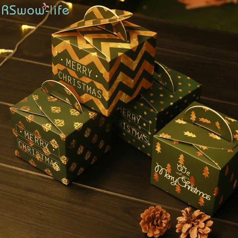

2pcs Color Printed Portable Apple Christmas Box Creative Gift Box Festival Party Supplies