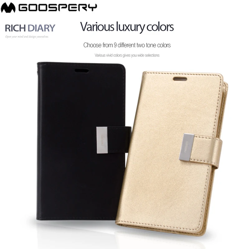Оригинальный кошелек Mercury GOOSPERY Rich Diary чехол с тройным сложением для Samsung Galaxy Note 9 10