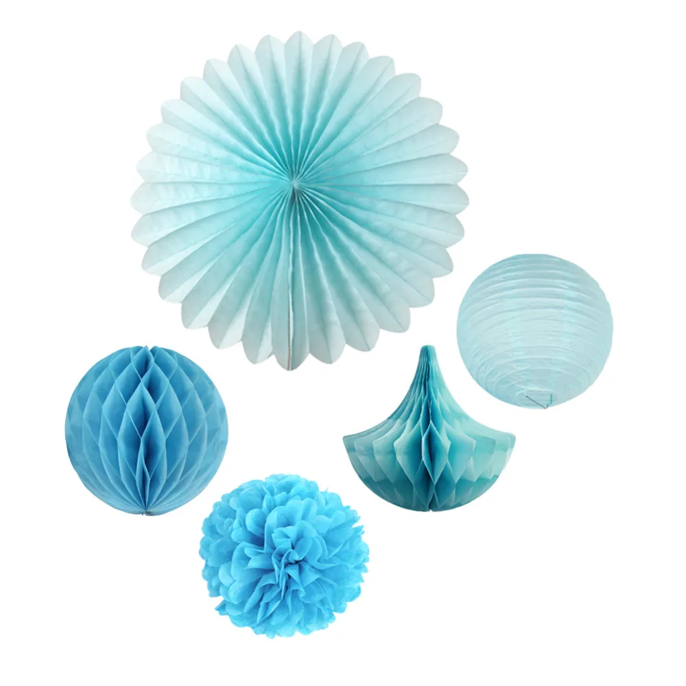 Blue Paper Decoration Set Paper Crafts(Paper Lante...