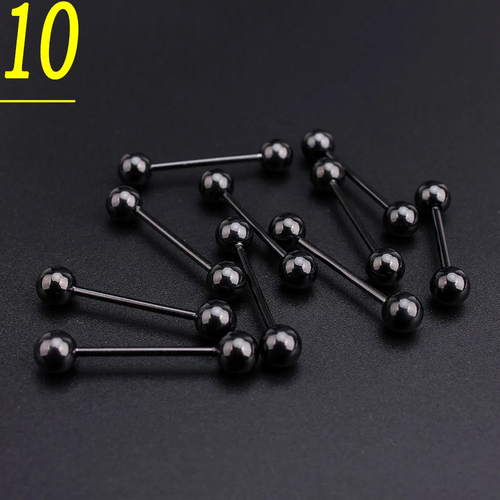 100pcs/set Black Stainless Steel Tongue Bar Body Piercing Jewelrybody
