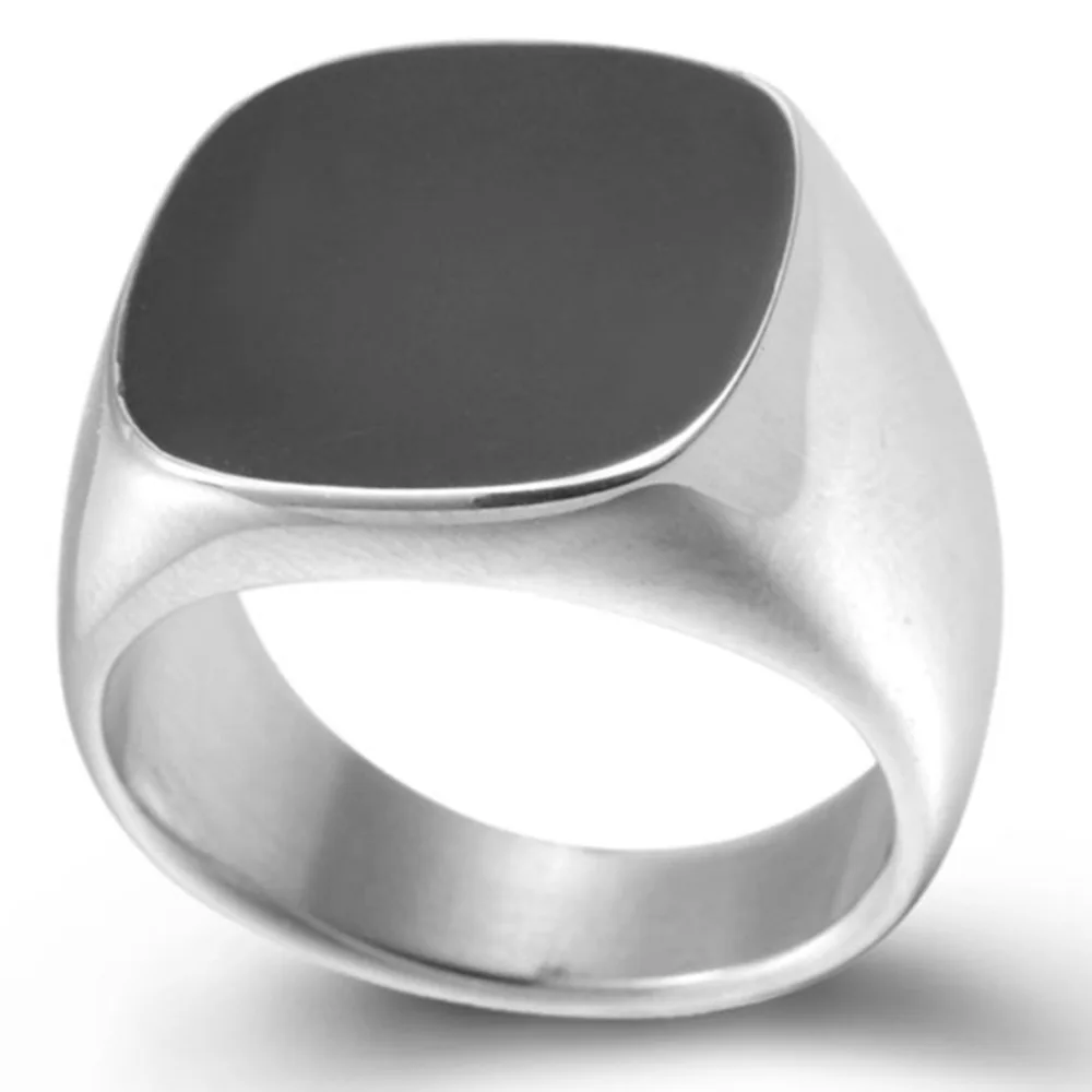 Размер от 5 до 16 Нержавеющая сталь печатка эмаль обручальное кольцо коктейль Байкер хипхоп классический простой