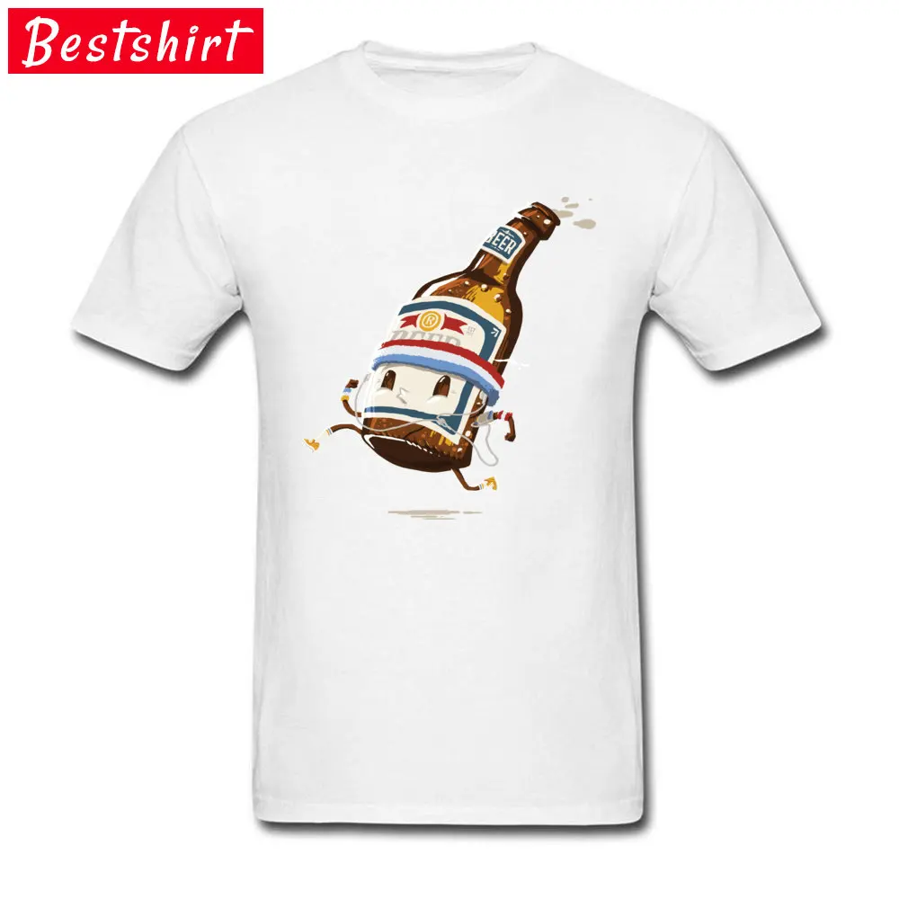 Beer Run Male Newest Europe T Shirt Crew Neck Summer/Fall 100% Cotton T-Shirt Cool Short Sleeve Clothing Shirt Beer Run white