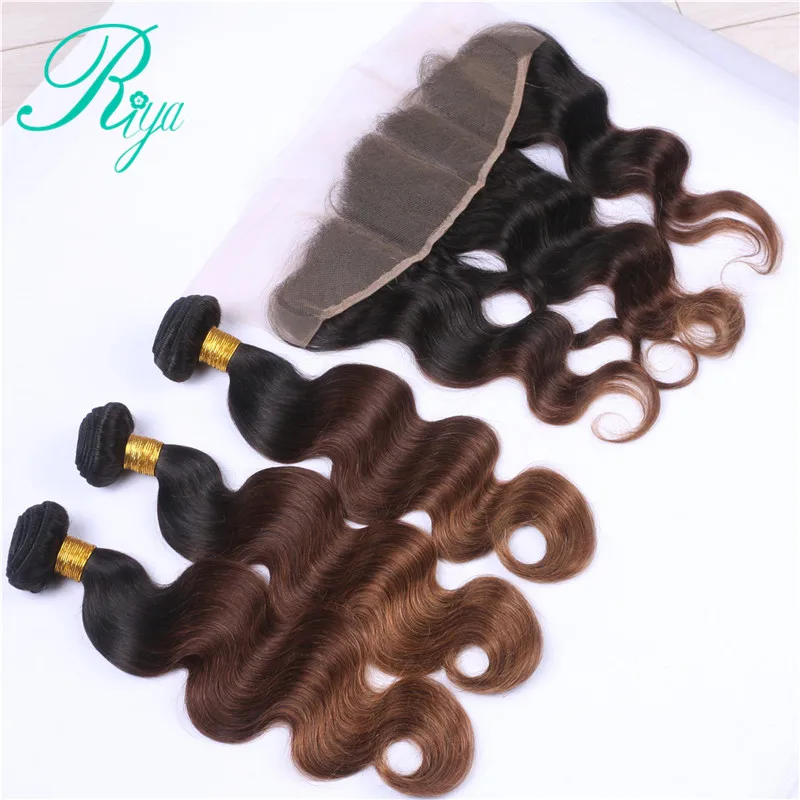 Riya Hair 1B 4 30 Омбре объемные волнистые волосы 3/4 Волосы Уток пряди 13*4 Кружева