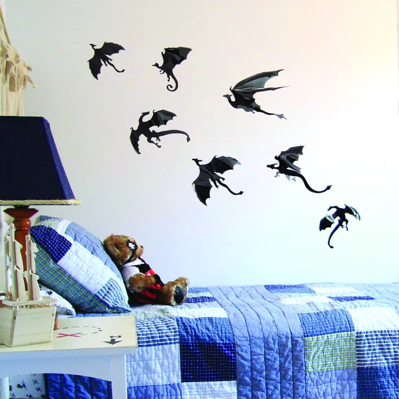 7pcs black dinospvc dinosaur 3d stereo dinosaur decorative wall stickers wall art design - Designer Wall Stickers 7pcs black dinospvc dinosaur 3d stereo dinosaur decorative wall stickers wall art design - Designer Wall Stickers