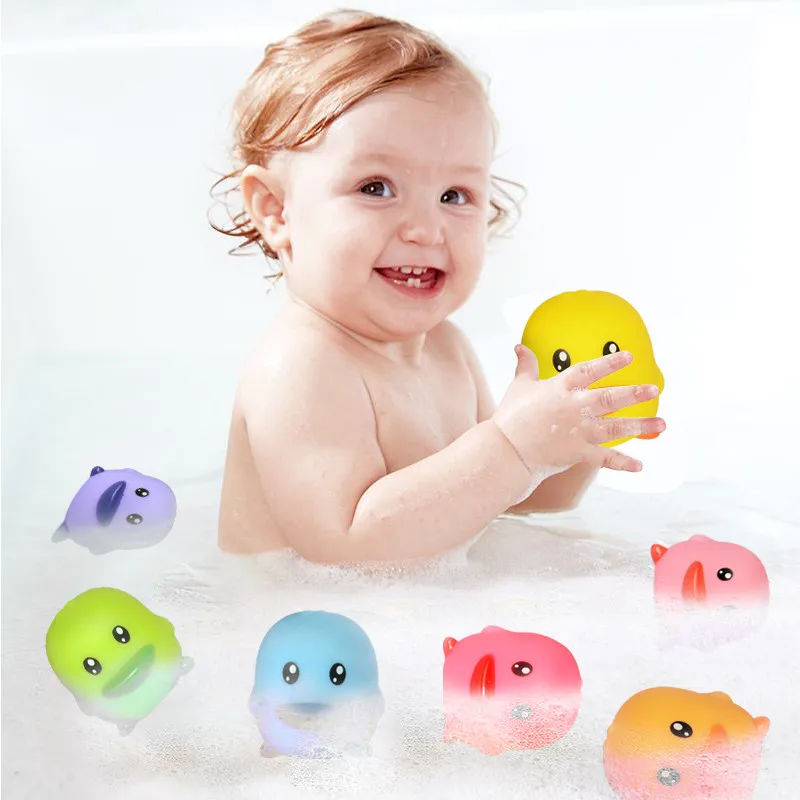 8 шт./компл. Kawaii резиновая утка детские игрушки для ванной красочные мягкие плавающие утка Ванная комната воды играть игрушки для детей днем Купание