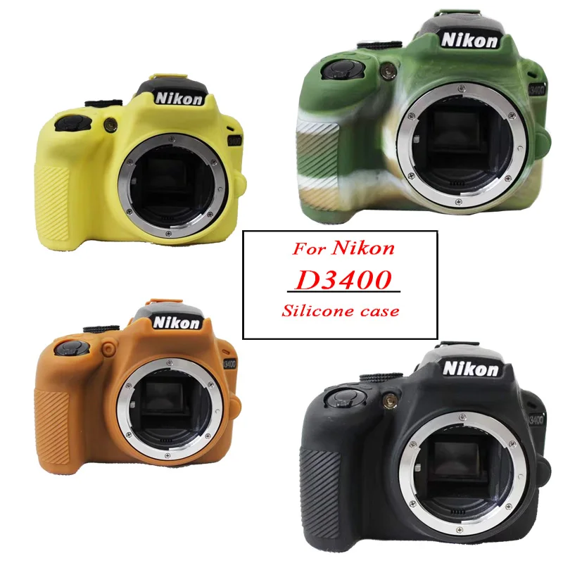 Nueva funda de silicona suave para cámara D3400, bolsa para cámara para Nikon  D3400, funda protectora de goma, funda de piel marrón, negro, amarillo y  camuflaje|camera bag for nikon|case camera bagcamera bag -