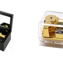 Музыкальная шкатулка 18 Примечание Wind-Up Золотой музыкального движения деревянные и акриловые играть Мех животных Elise и замок в небесно-золото движение