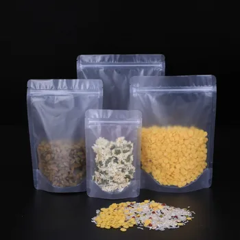 

Ferimo 50pcs Transparent zip lock stand up bag food candy gift jewelry packaging storage bags plastic seal sealing pouch