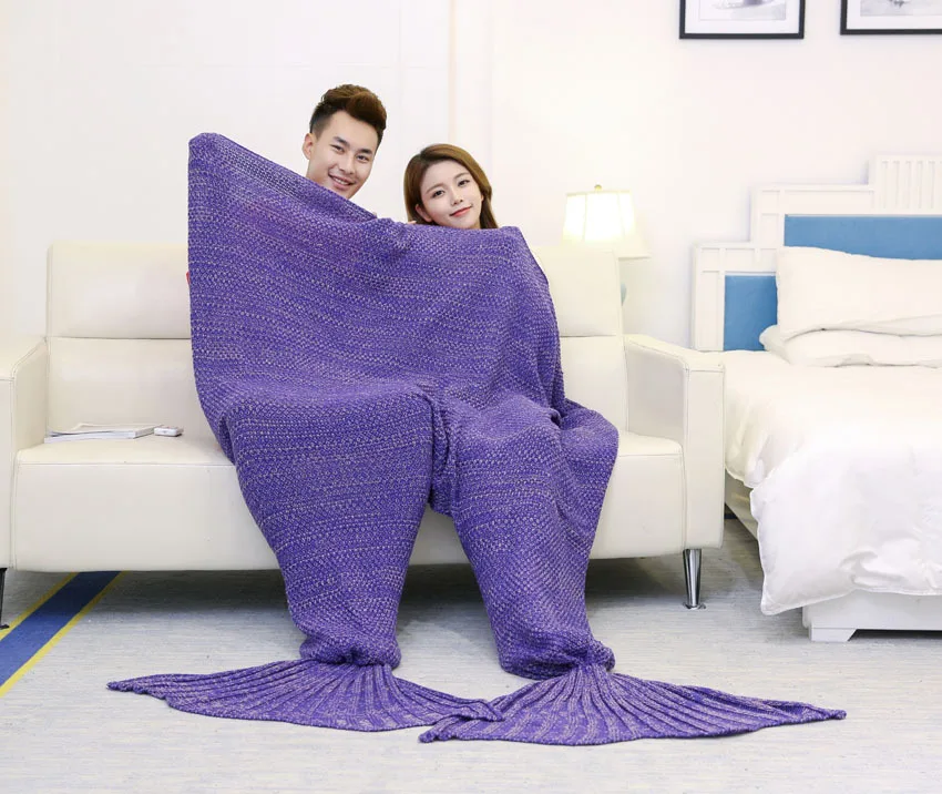 SENNLLJUNG пара Русалка одеяло для взрослых массивное вязаное одеяло теплая пряжа для вязания весеннее украшение диван покрывало