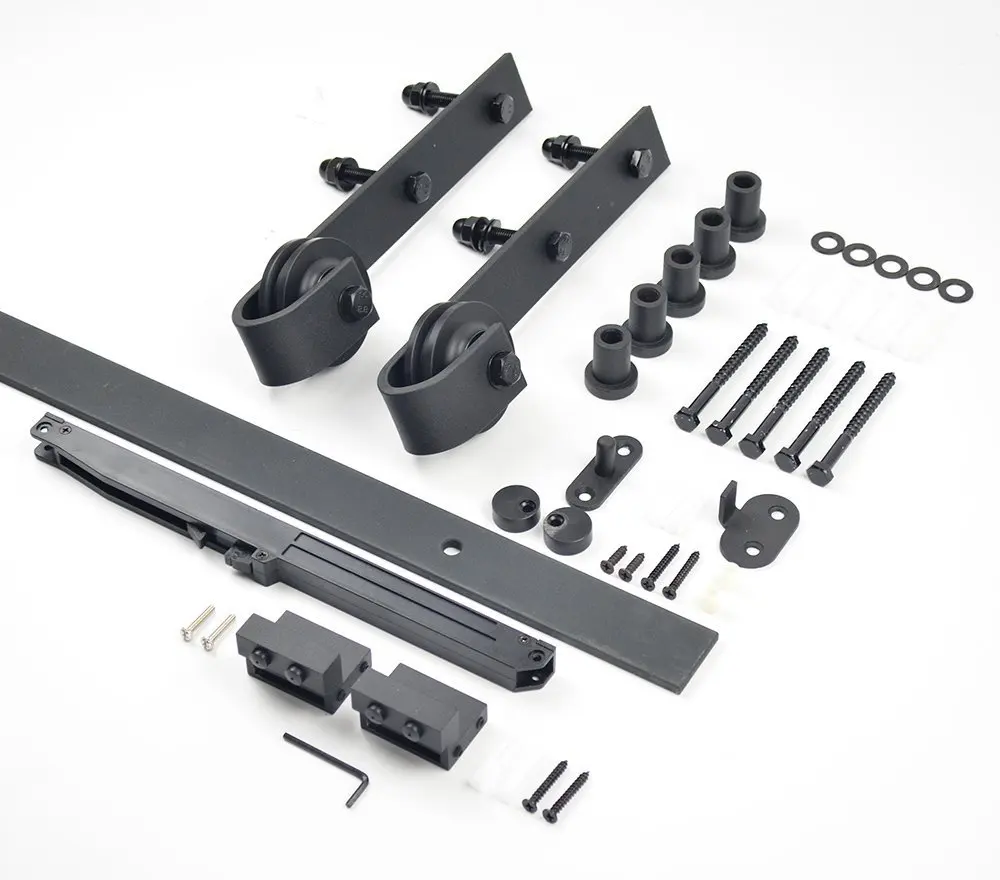

5ft / 6ft / 6.6ft /8ft Soft Closing Open Antique Black Sliding Barn Wood Door Hardware Closet Track Kit